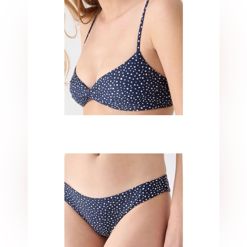 🟠NWT J CREW Plus Bikini Bottom and Top in Navy/White Print 2X